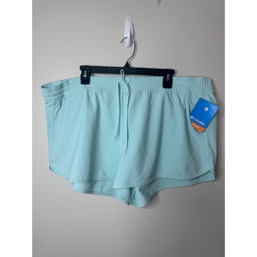 Columbia Bogata Bay Stretch Shorts Aqua Blue UPF 50